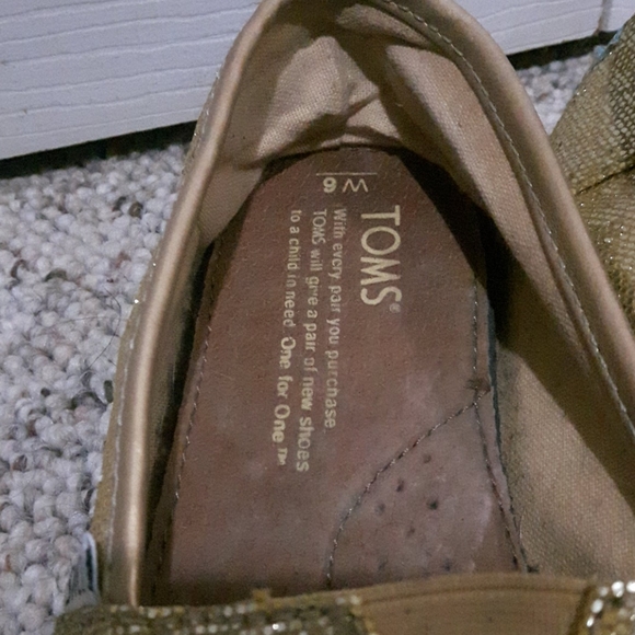 Toms Gold Glitter Women's Shoes - Size 6 - Picture 2 of 3